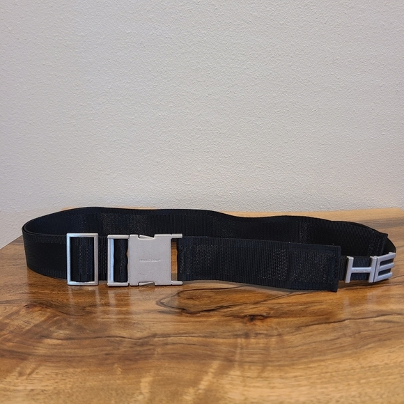 Heliot Emil Black Canvas Logo Belt - Picture 3 of 7
